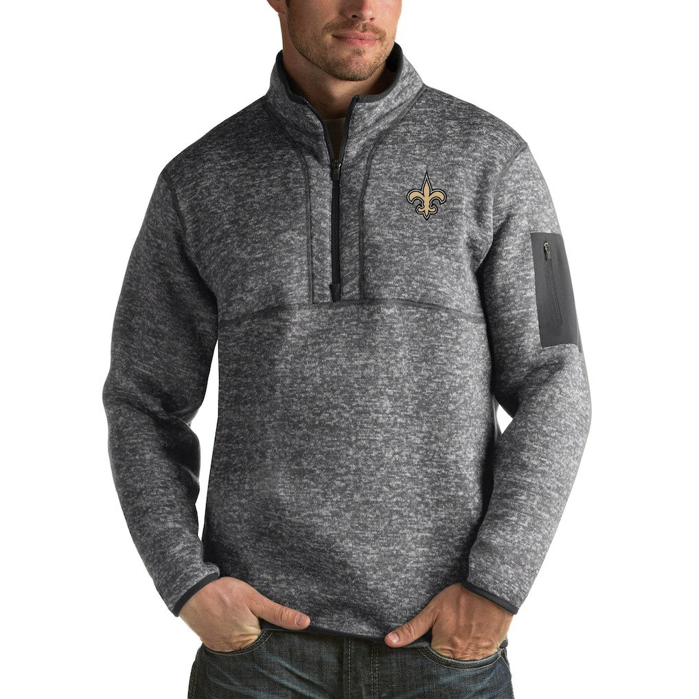 Antigua Fortune Big & Tall Quarter-Zip Pullover Jacket - New Orleans Saints Pullover