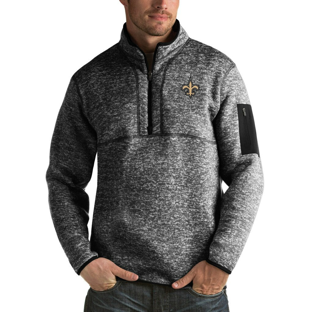 Antigua Fortune Big & Tall Quarter-Zip Pullover Jacket - New Orleans Saints Pullover