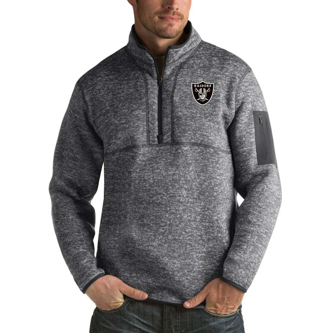 Antigua Fortune Big & Tall Quarter-Zip Pullover Jacket - Las Vegas Raiders Pullover