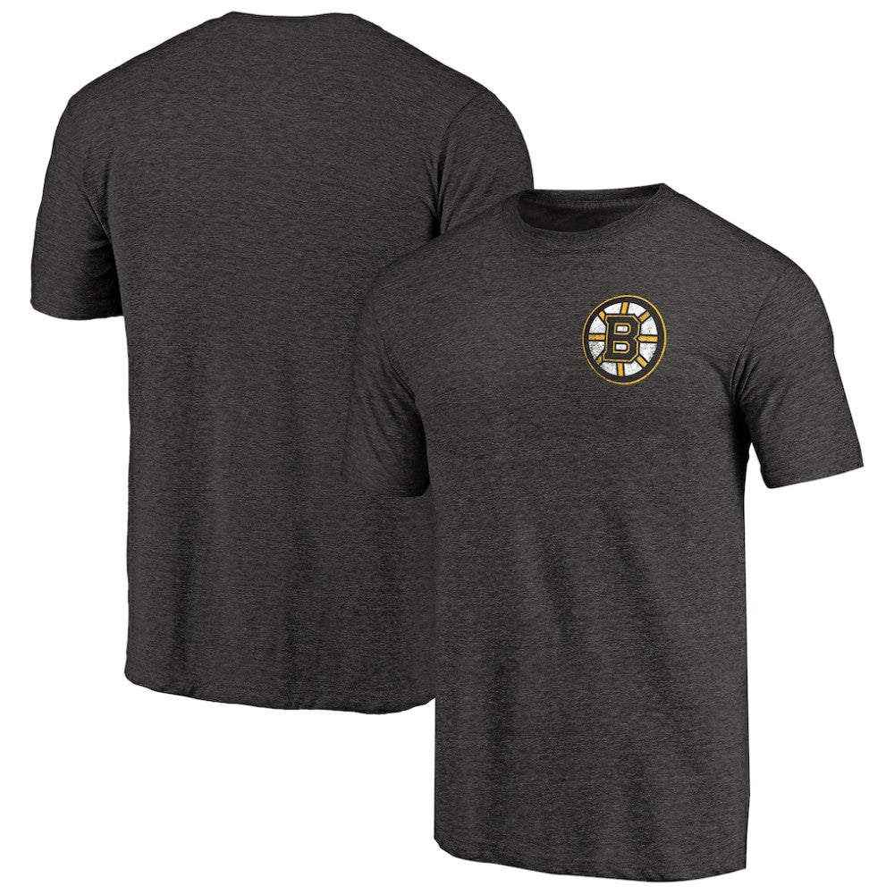 NHL Boston Bruins Primary Logo Left Chest Distressed Tri-Blend T-Shirt