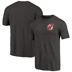 NHL New Jersey Devils Primary Logo Left Chest Distressed Tri-Blend T-Shirt