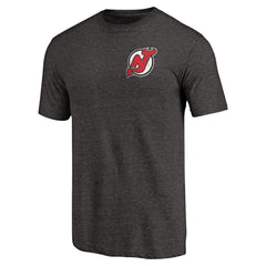 NHL New Jersey Devils Primary Logo Left Chest Distressed Tri-Blend T-Shirt