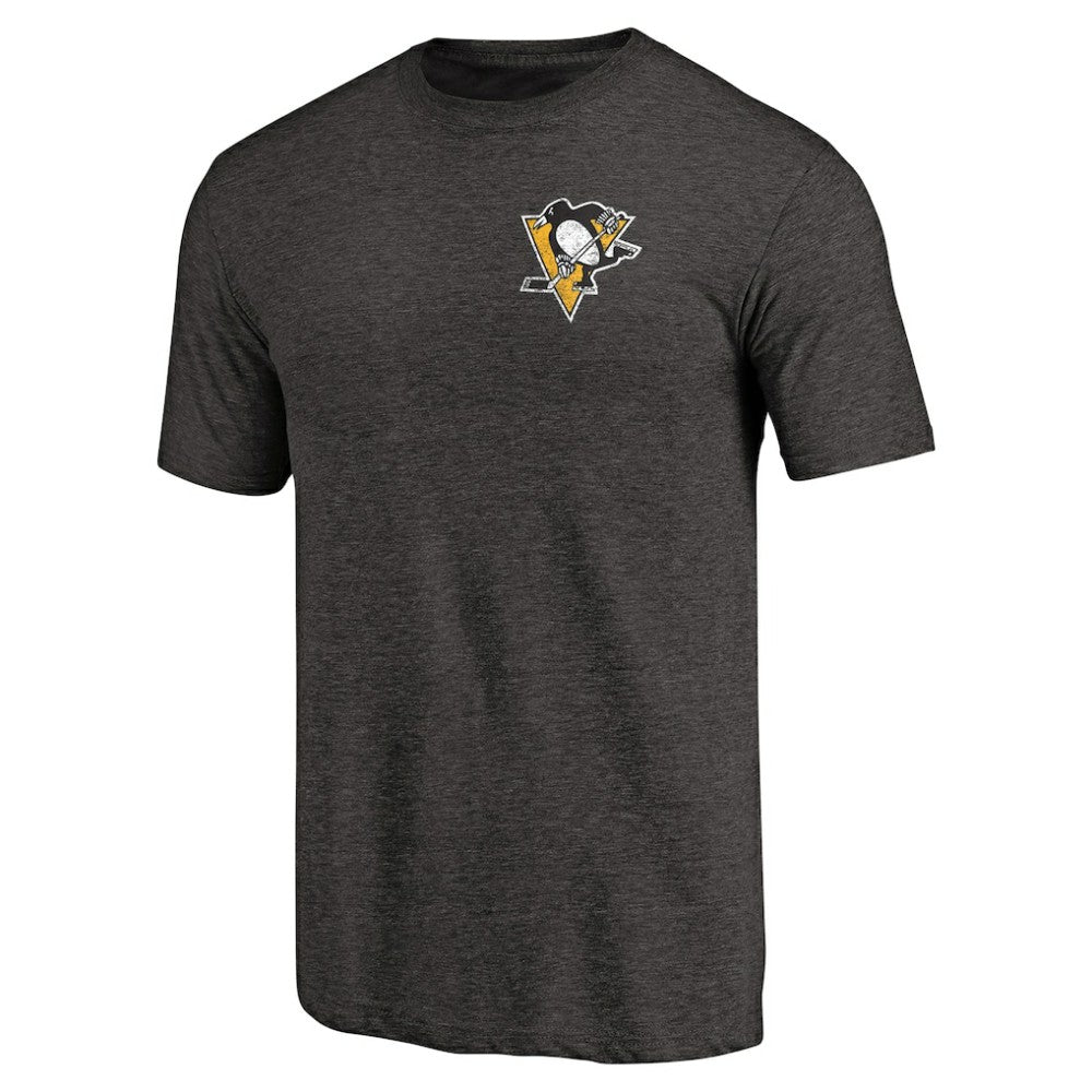 NHL Pittsburgh Penguins Primary Logo Left Chest Distressed Tri-Blend T-Shirt