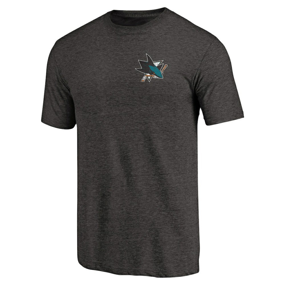 NHL San Jose Sharks Primary Logo Left Chest Distressed Tri-Blend T-Shirt