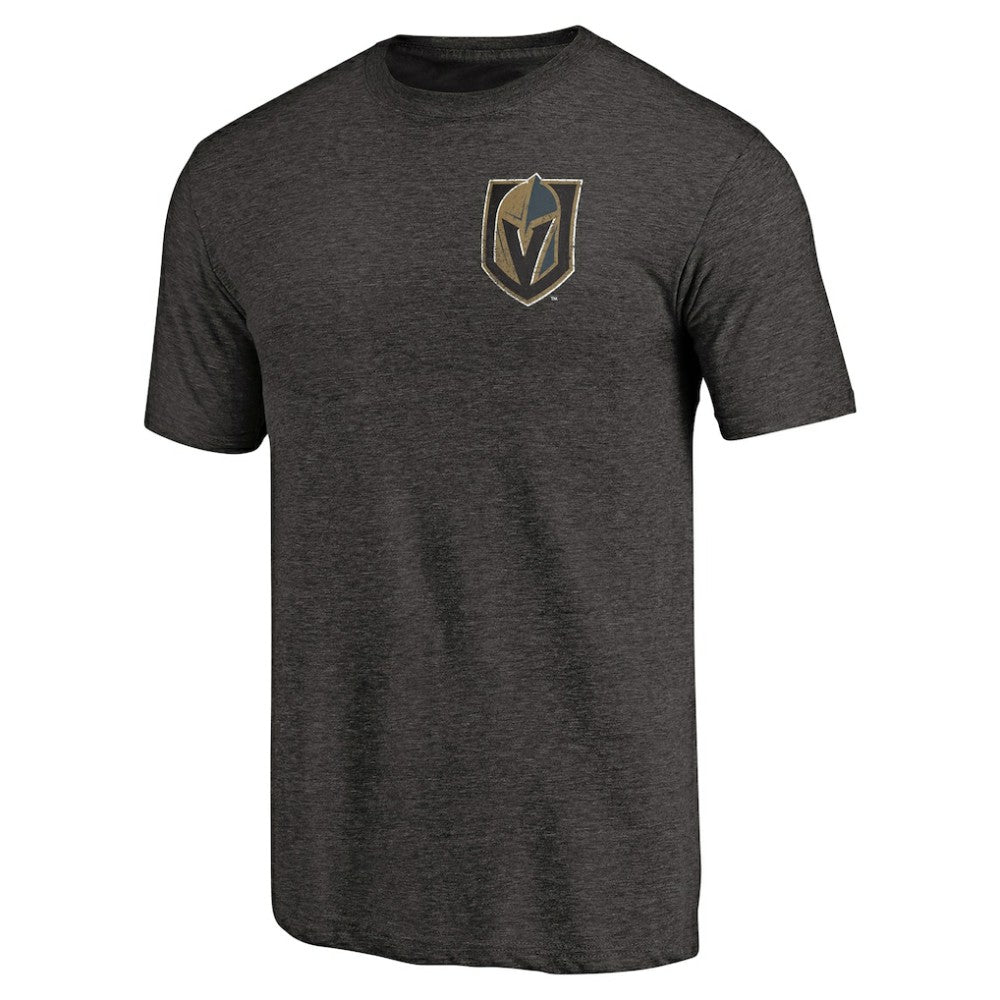 NHL Vegas Golden Knights Primary Logo Left Chest Distressed Tri-Blend T-Shirt
