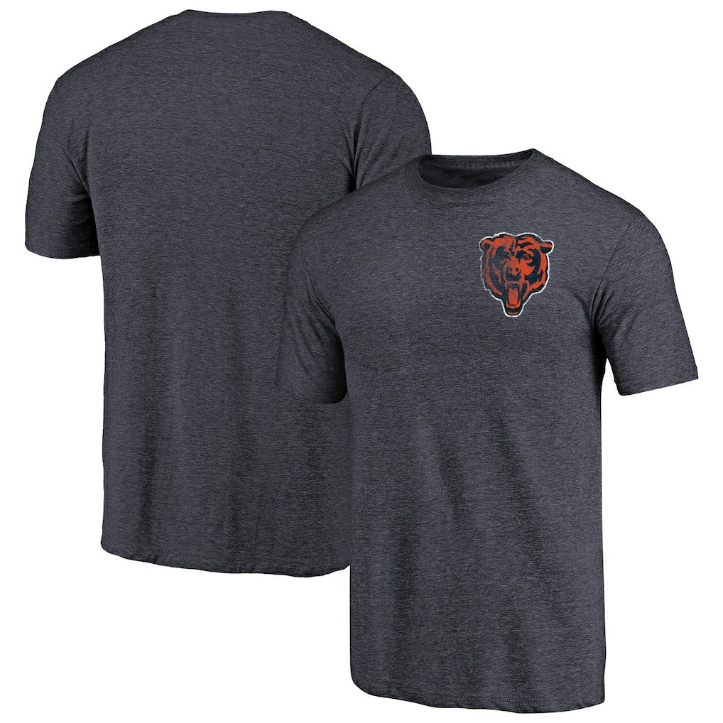 Primary Logo Left Chest Distressed Tri-Blend T-Shirt - Chicago Bears T-shirts