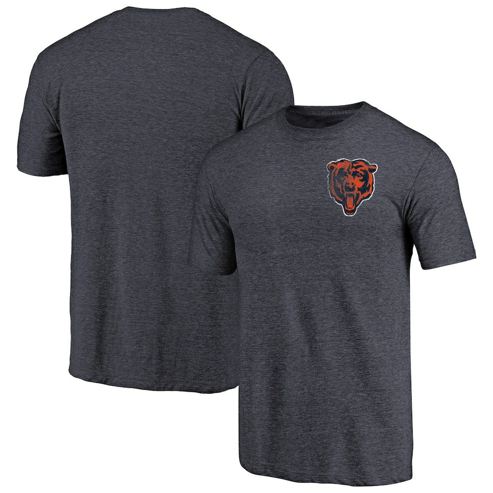 Primary Logo Left Chest Distressed Tri-Blend T-Shirt - Chicago Bears T-shirts