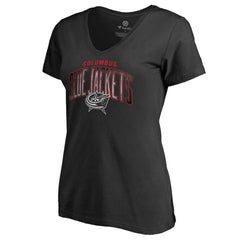 NHL Columbus Blue Jackets Women's Arch Smoke V-Neck T-Shirt