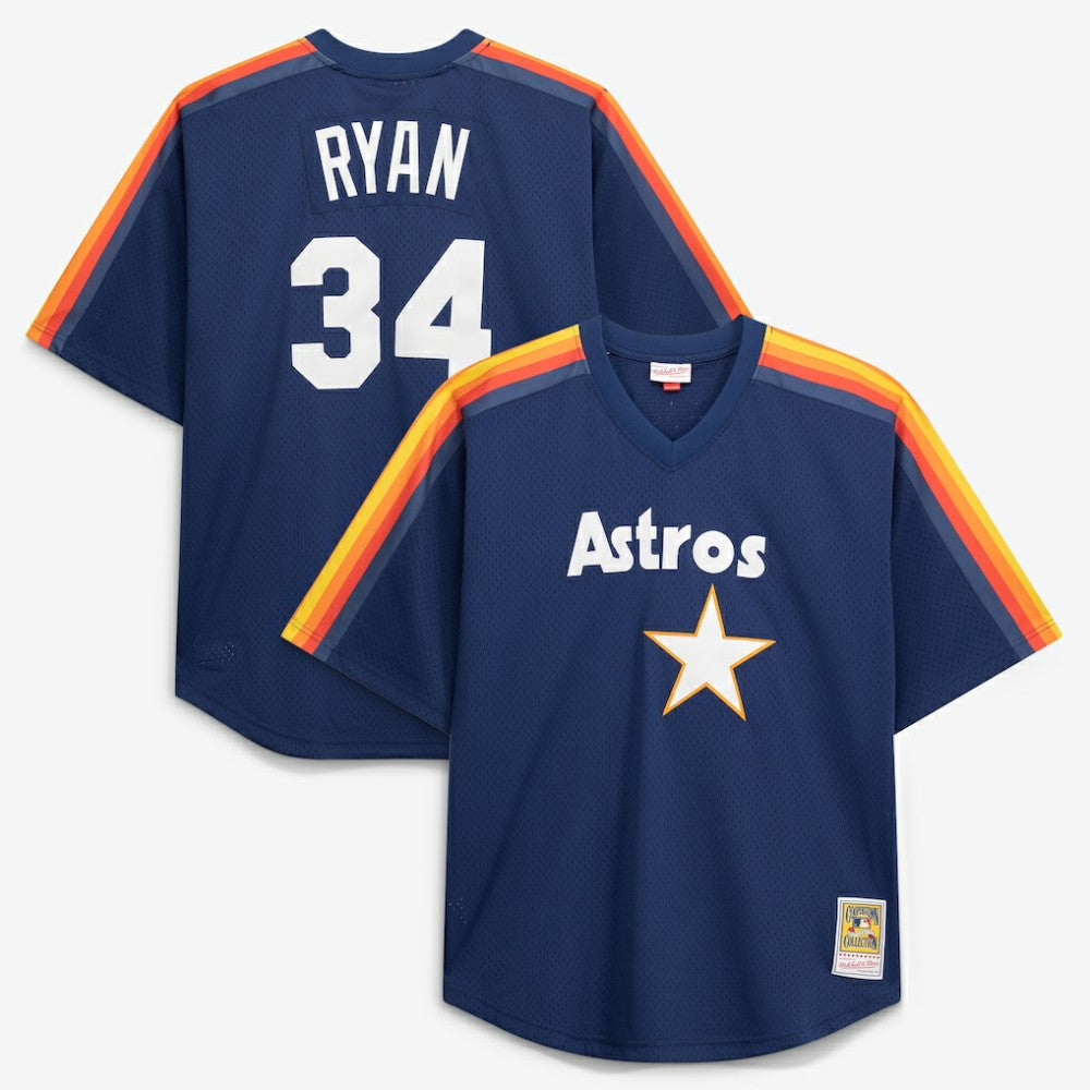 Navy Nolan Ryan Houston Astros Mitchell & Ness Cooperstown Collection Big & Tall Mesh Batting Practice Jersey