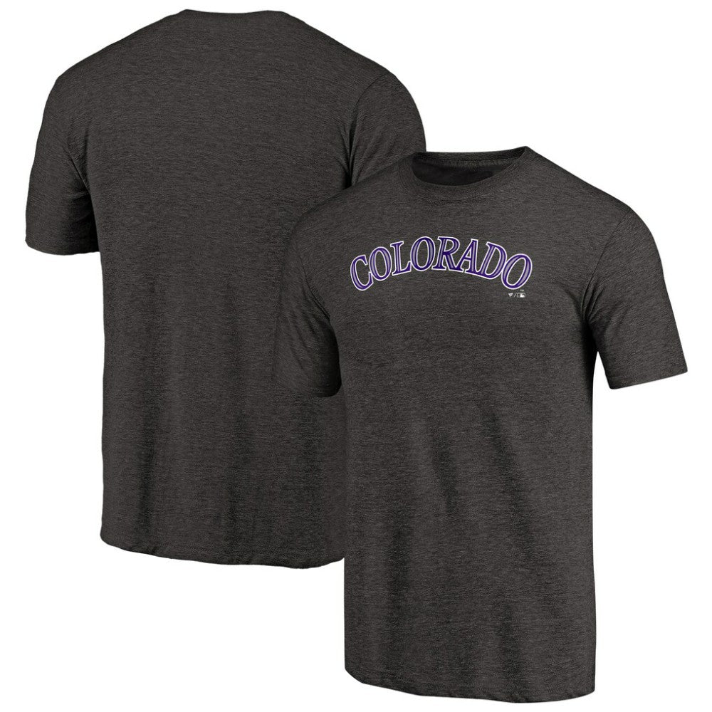 Black Colorado Rockies Team Wordmark Tri-Blend T-Shirt