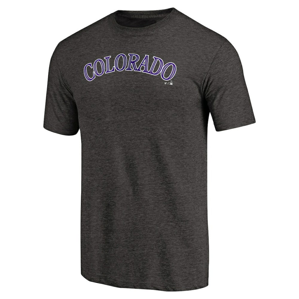 Black Colorado Rockies Team Wordmark Tri-Blend T-Shirt