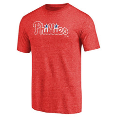 Red Philadelphia Phillies Team Wordmark Tri-Blend T-Shirt