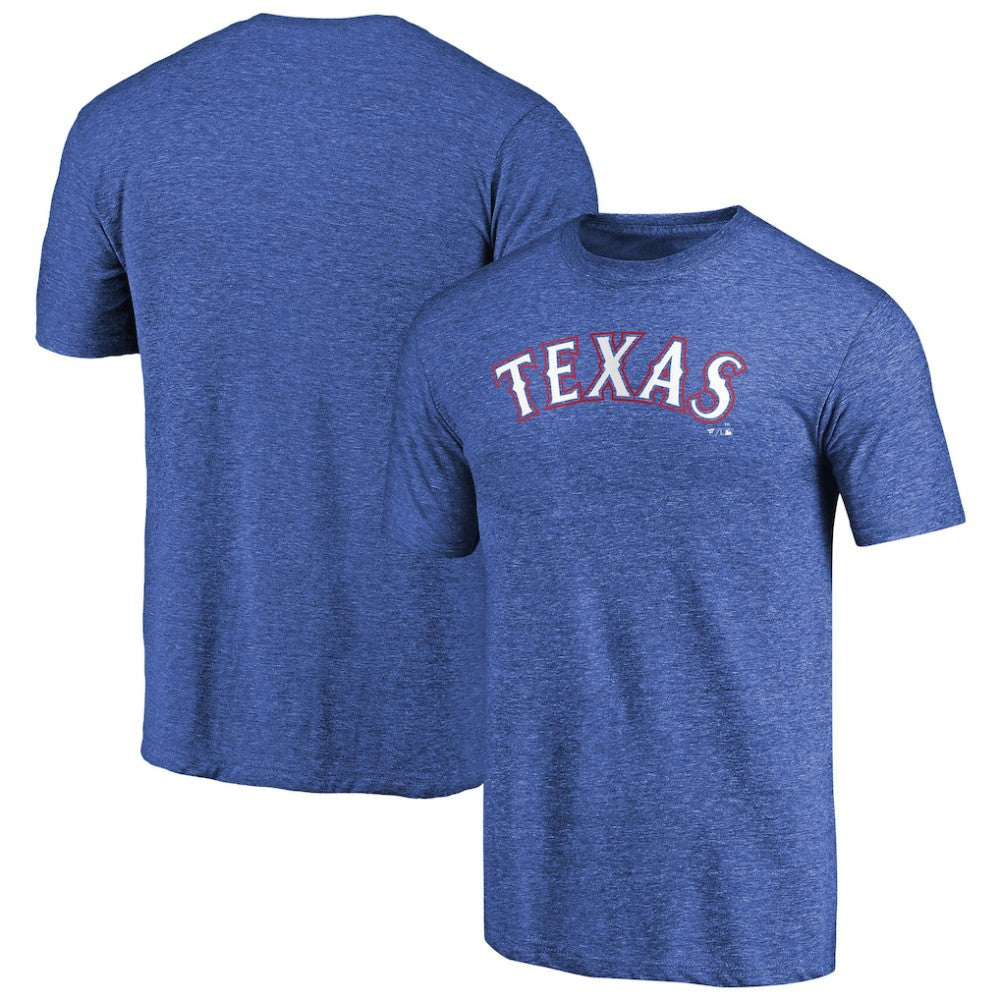 Royal Texas Rangers Team Wordmark Tri-Blend T-Shirt