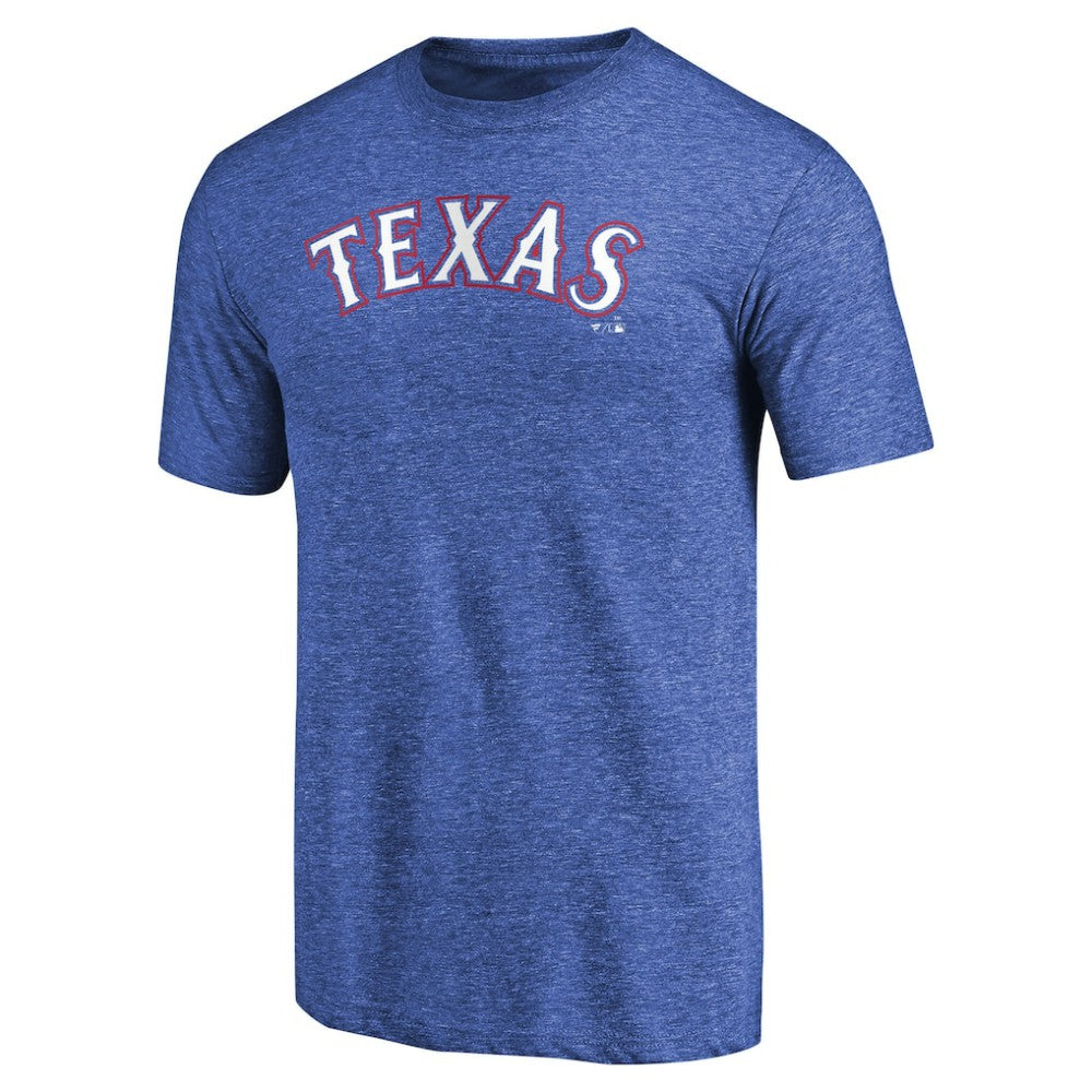 Royal Texas Rangers Team Wordmark Tri-Blend T-Shirt