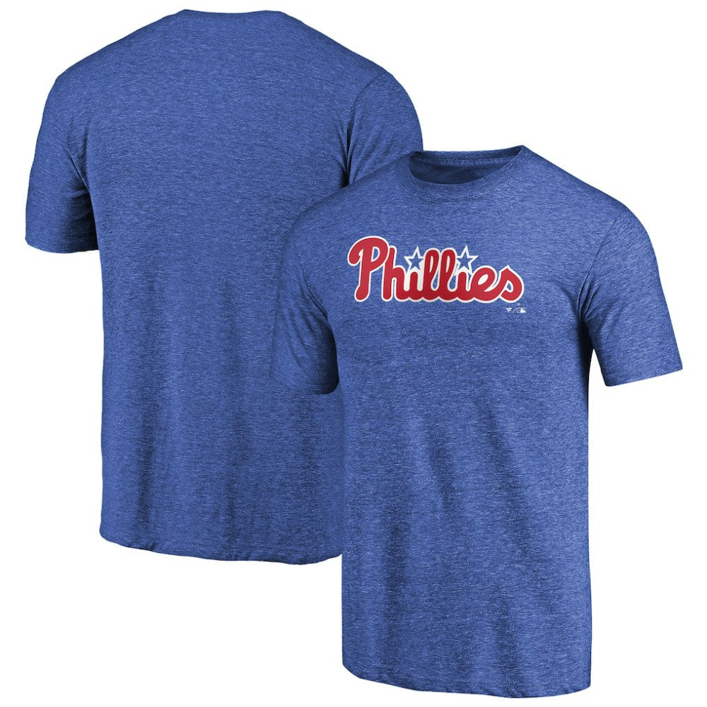 Royal Philadelphia Phillies Team Wordmark Tri-Blend T-Shirt