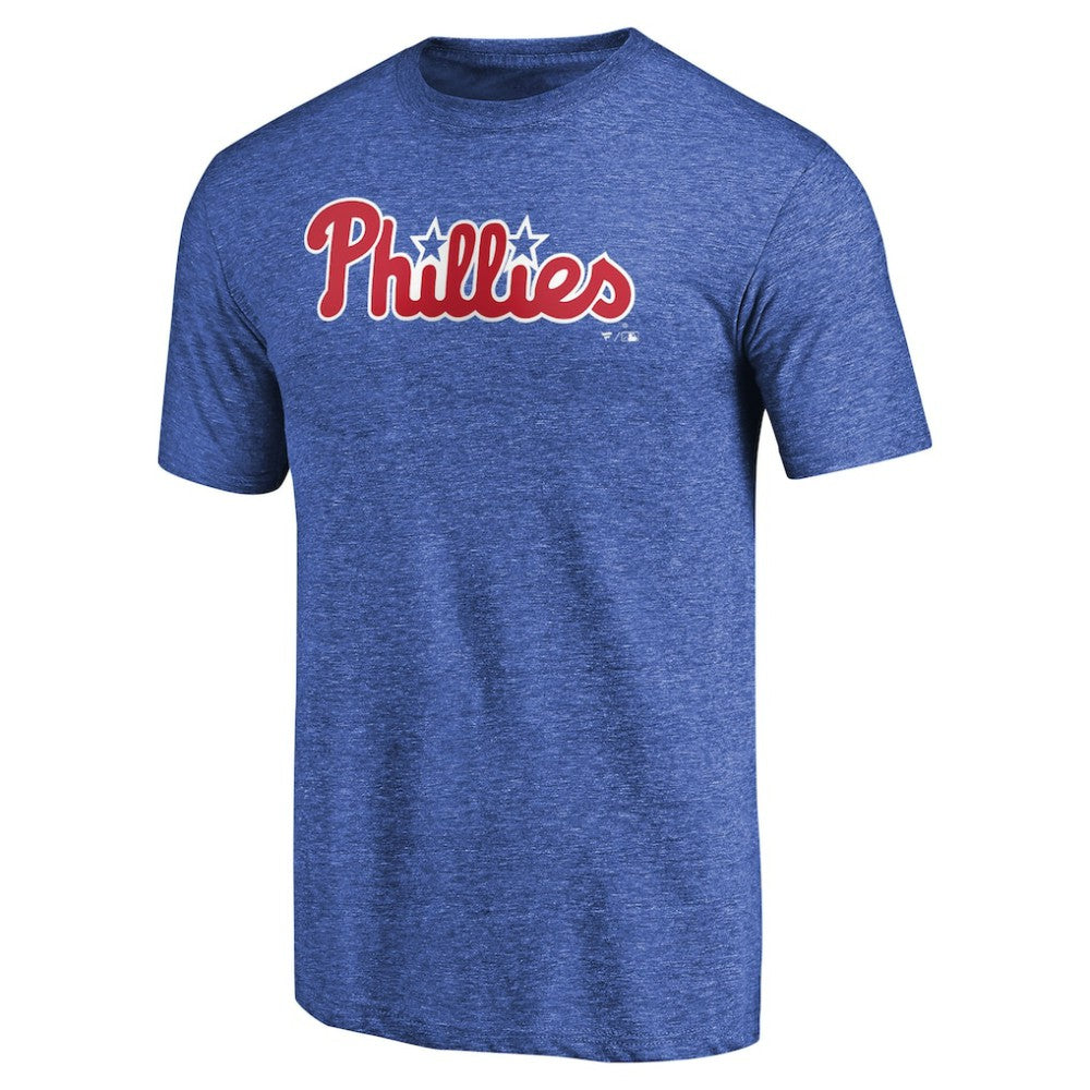 Royal Philadelphia Phillies Team Wordmark Tri-Blend T-Shirt