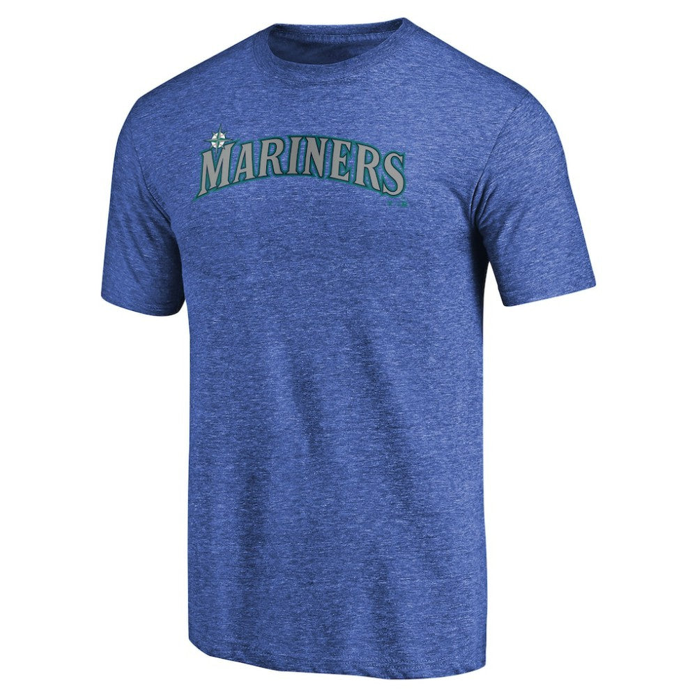 Royal Seattle Mariners Team Wordmark Tri-Blend T-Shirt