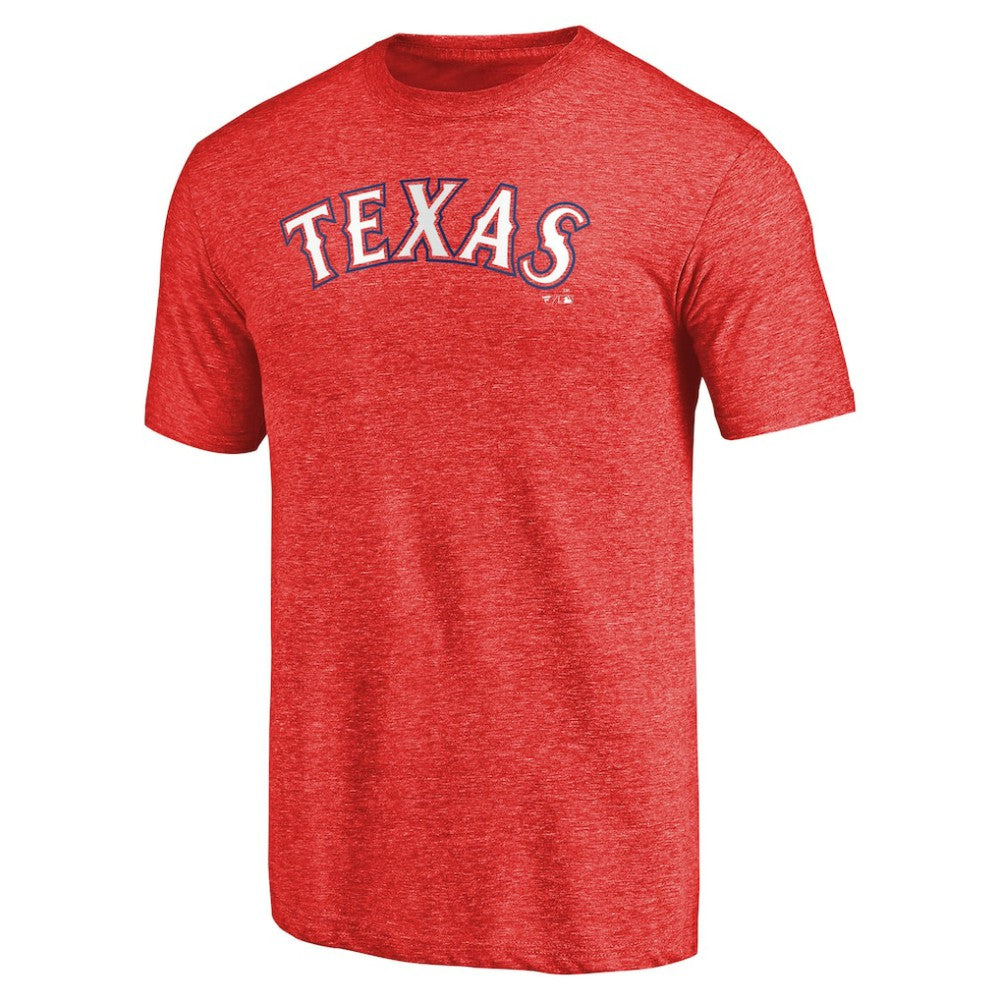 Red Texas Rangers Team Wordmark Tri-Blend T-Shirt