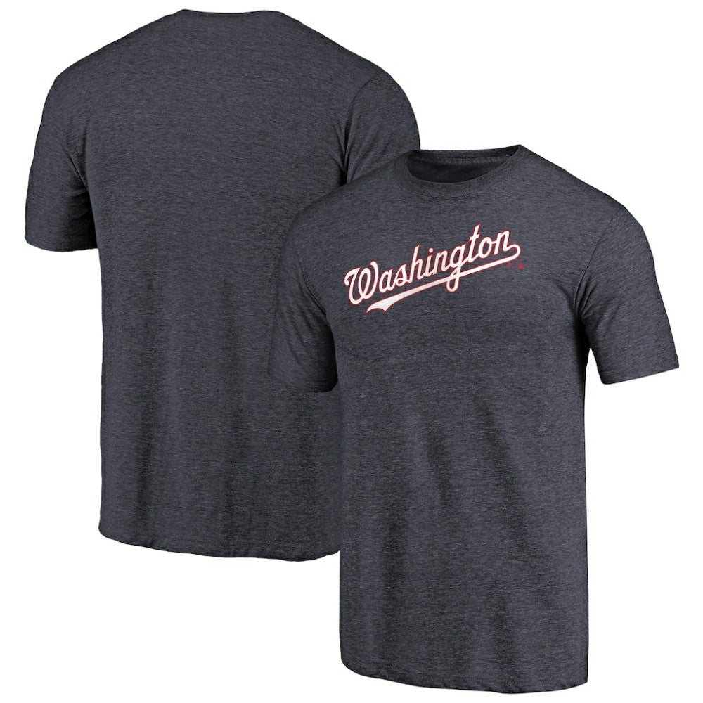 Navy Washington Nationals Team Wordmark Tri-Blend T-Shirt