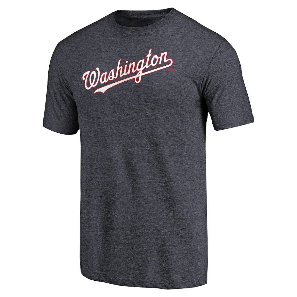 Navy Washington Nationals Team Wordmark Tri-Blend T-Shirt