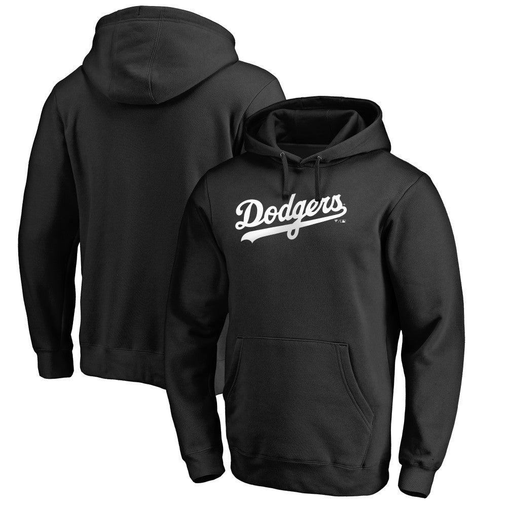 Black Los Angeles Dodgers Official Wordmark Fitted Pullover Hoodie