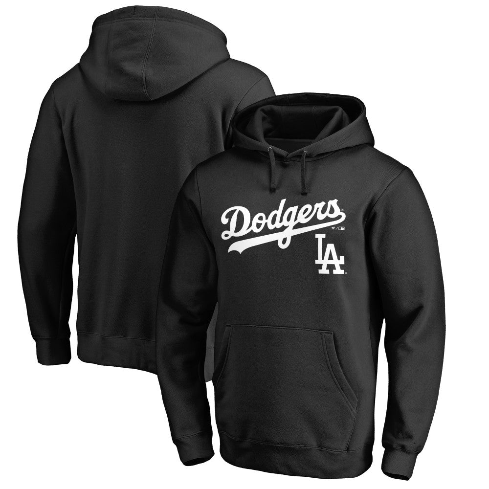 Black Los Angeles Dodgers Team Lockup Fitted Pullover Hoodie