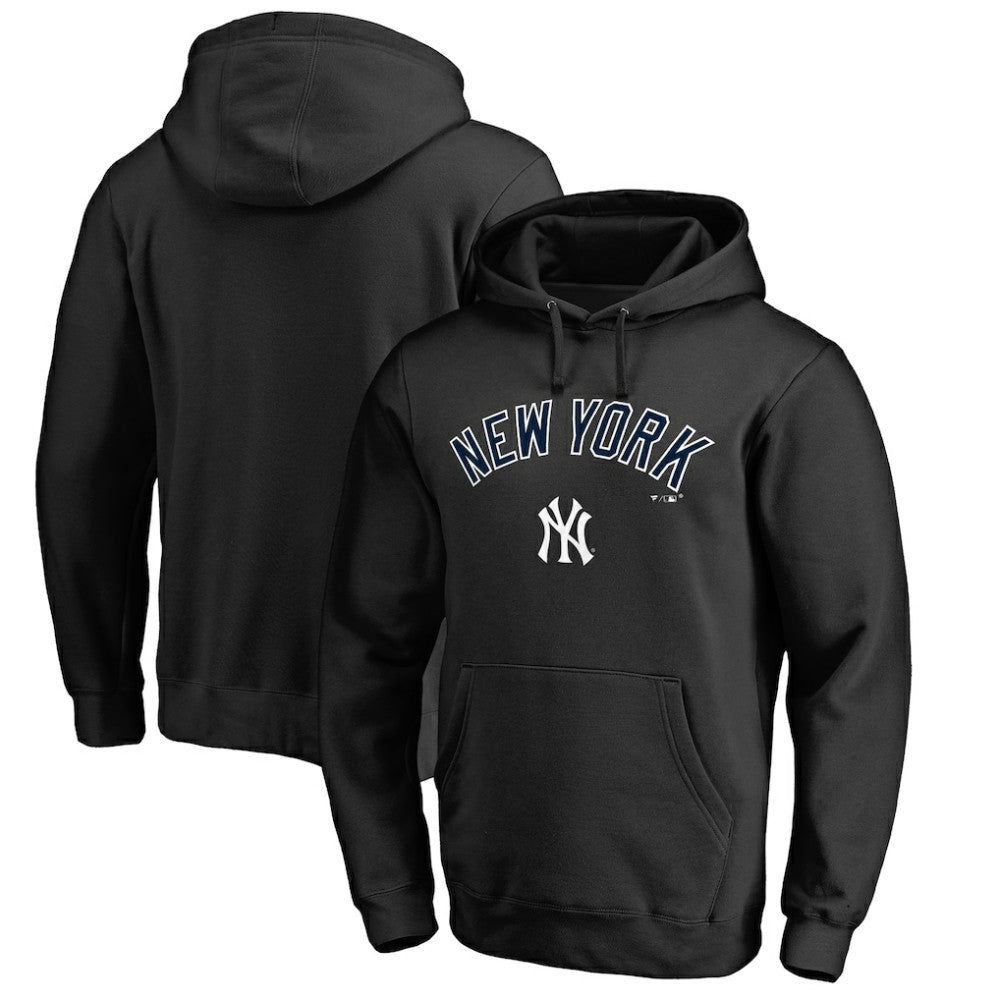 Black New York Yankees Team Lockup Fitted Pullover Hoodie