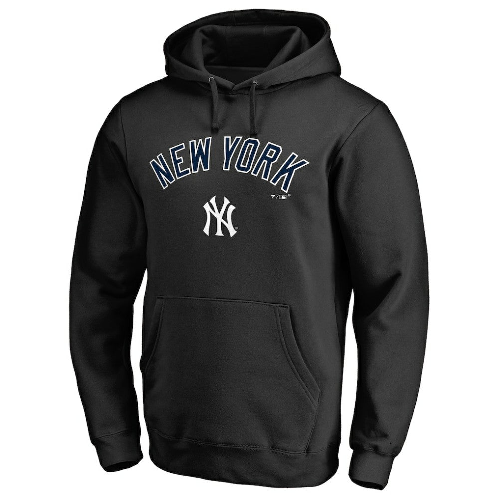 Black New York Yankees Team Lockup Fitted Pullover Hoodie