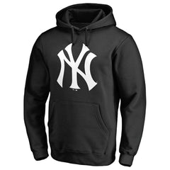Black New York Yankees Official Logo Fitted Pullover Hoodie