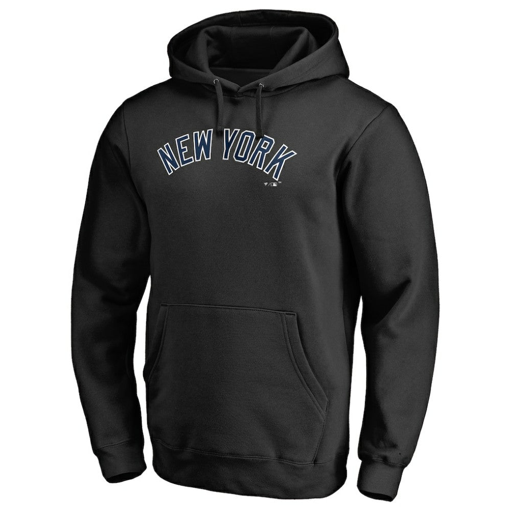 Black New York Yankees Official Wordmark Fitted Pullover Hoodie