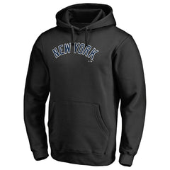 Black New York Yankees Official Wordmark Fitted Pullover Hoodie
