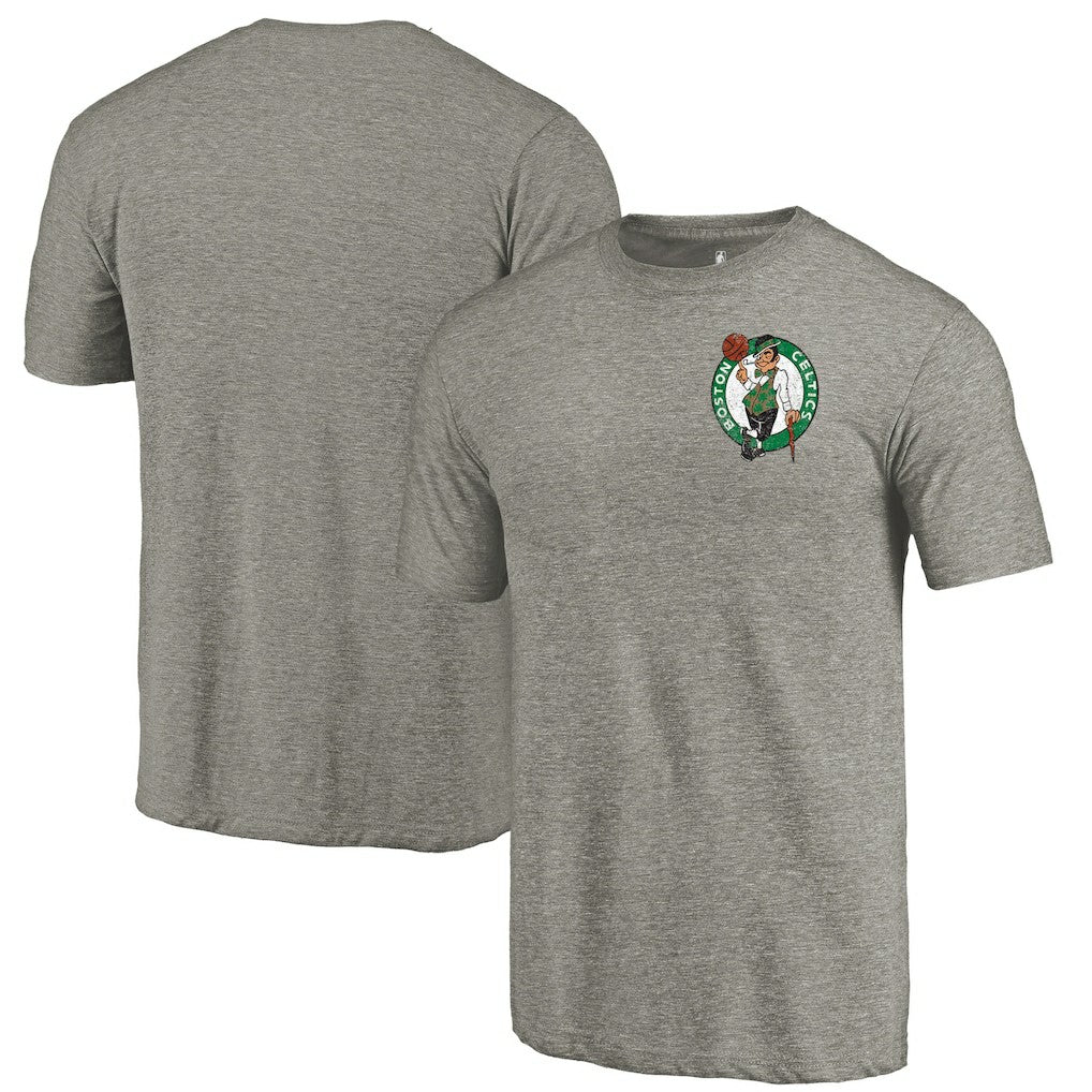 Boston Celtics Primary Logo Left Chest Distressed Tri-Blend T-Shirt
