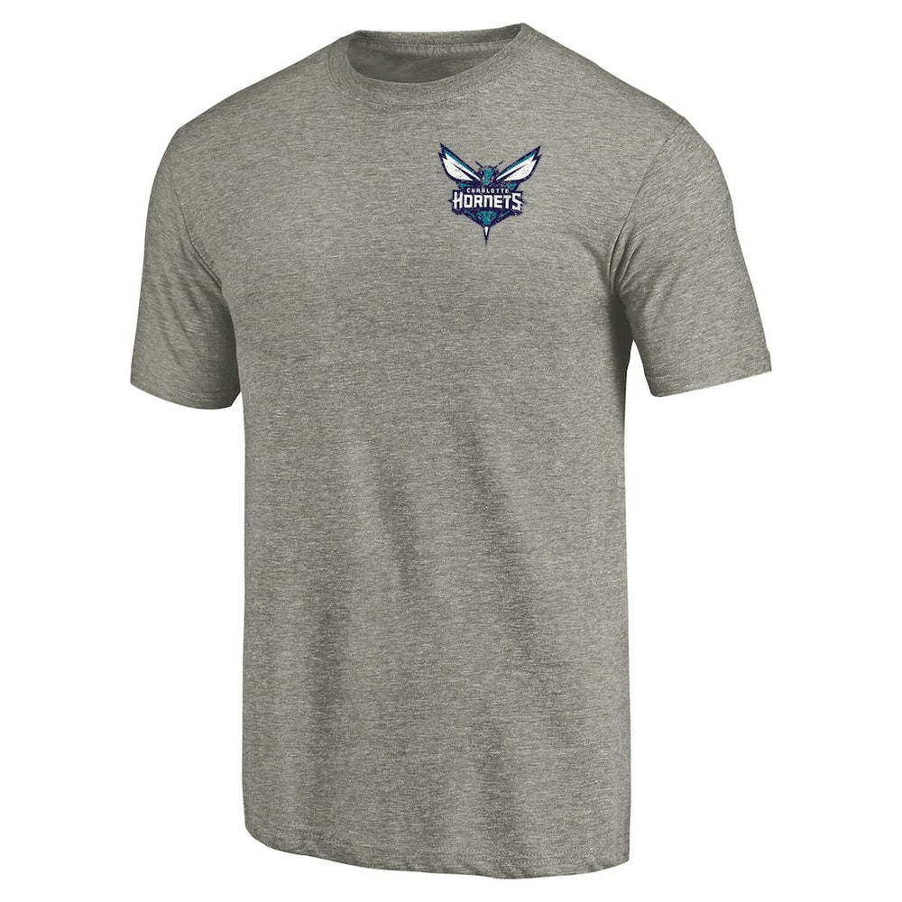 Charlotte Hornets Primary Logo Left Chest Distressed Tri-Blend T-Shirt