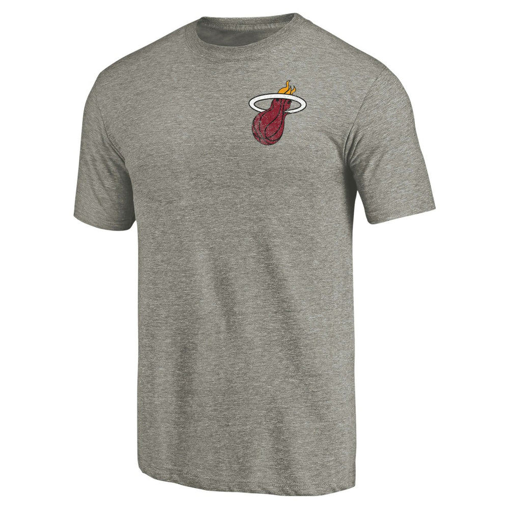 Miami Heat Primary Logo Left Chest Distressed Tri-Blend T-Shirt