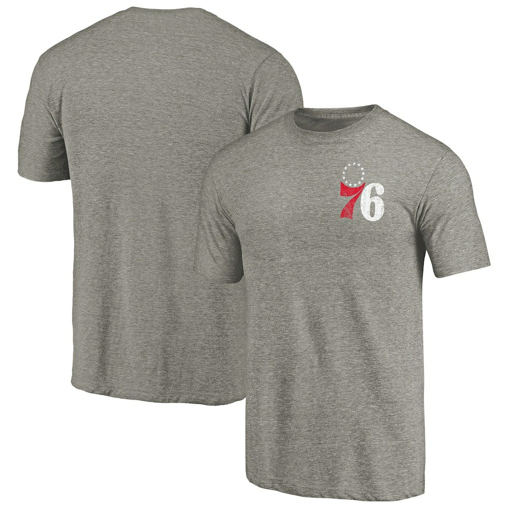 Philadelphia 76ers Primary Logo Left Chest Distressed Tri-Blend T-Shirt