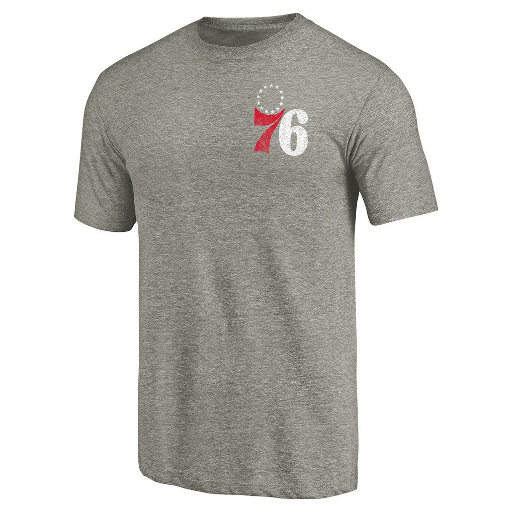 Philadelphia 76ers Primary Logo Left Chest Distressed Tri-Blend T-Shirt