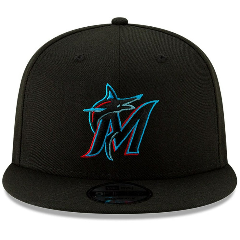 Black Miami Marlins New Era Team Color 9FIFTY Snapback Hat