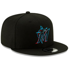 Black Miami Marlins New Era Team Color 9FIFTY Snapback Hat