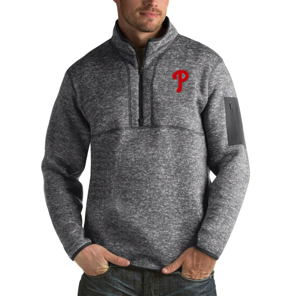 Heather Charcoal Philadelphia Phillies Antigua Fortune Big & Tall Quarter-Zip Pullover Jacket