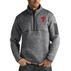 Heather Charcoal Philadelphia Phillies Antigua Fortune Big & Tall Quarter-Zip Pullover Jacket