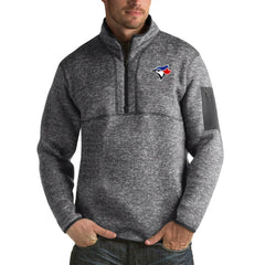 Heather Charcoal Toronto Blue Jays Antigua Fortune Big & Tall Quarter-Zip Pullover Jacket