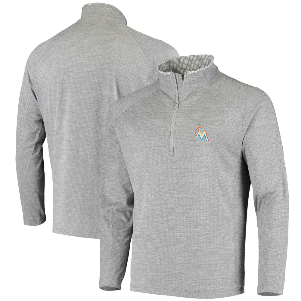 Heather Gray Miami Marlins Vineyard Vines Performance Sankaty Half-Zip Pullover Top