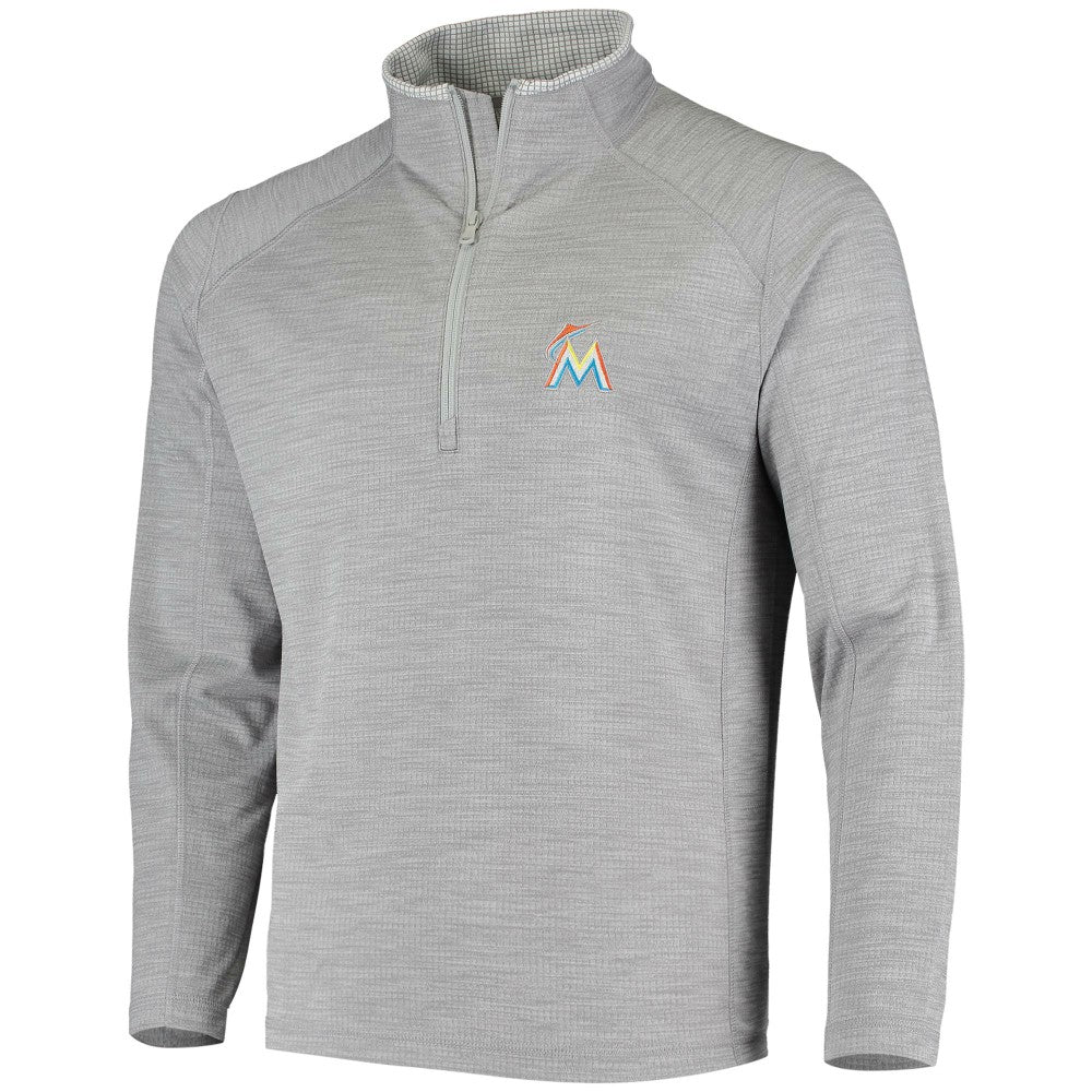 Heather Gray Miami Marlins Vineyard Vines Performance Sankaty Half-Zip Pullover Top
