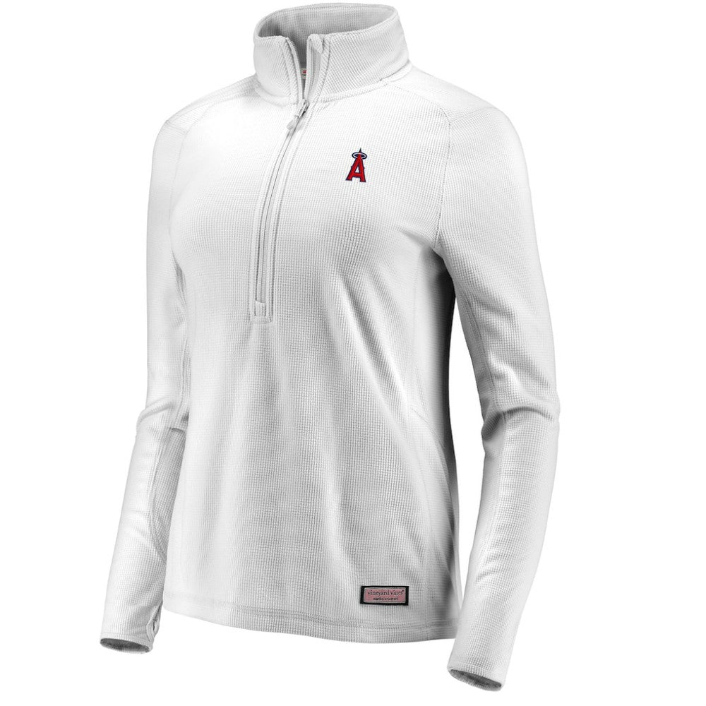 Gray Los Angeles Angels Vineyard Vines Women's Performance Grid Half-Zip Pullover Top