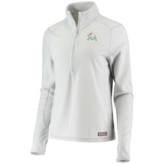 Gray Miami Marlins Vineyard Vines Women's Performance Grid Half-Zip Pullover Top