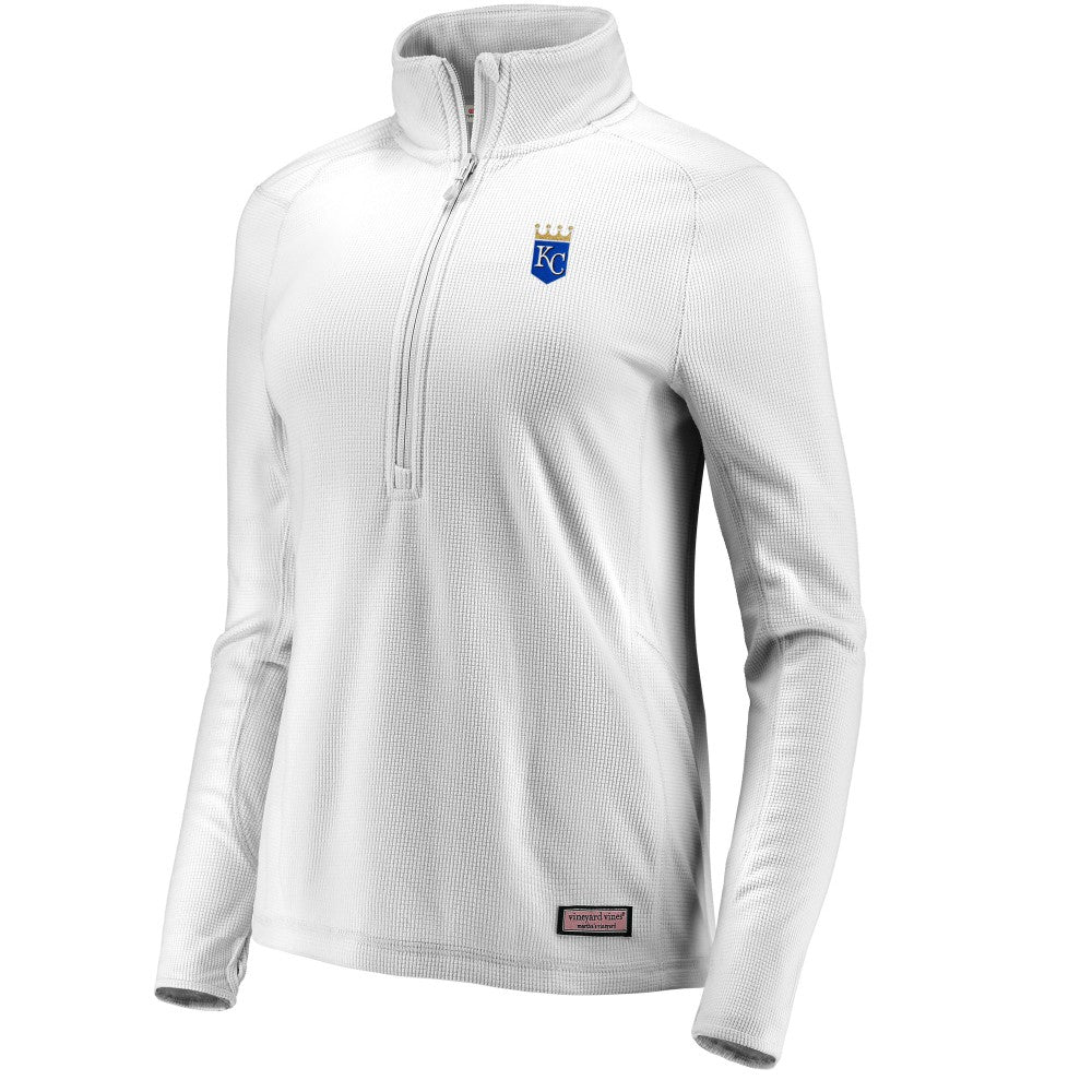Gray Kansas City Royals Vineyard Vines Women's Performance Grid Half-Zip Pullover Top