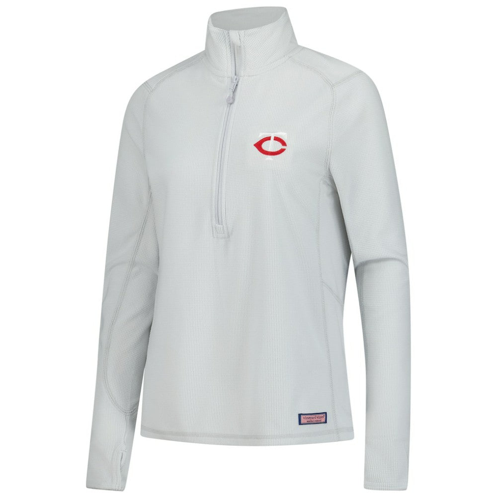 Gray Minnesota Twins Vineyard Vines Women's Performance Grid Half-Zip Pullover Top