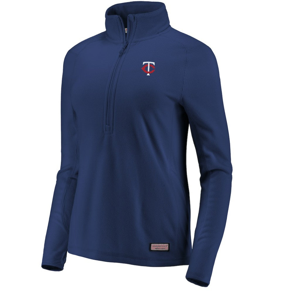 Gray Minnesota Twins Vineyard Vines Women's Performance Grid Half-Zip Pullover Top