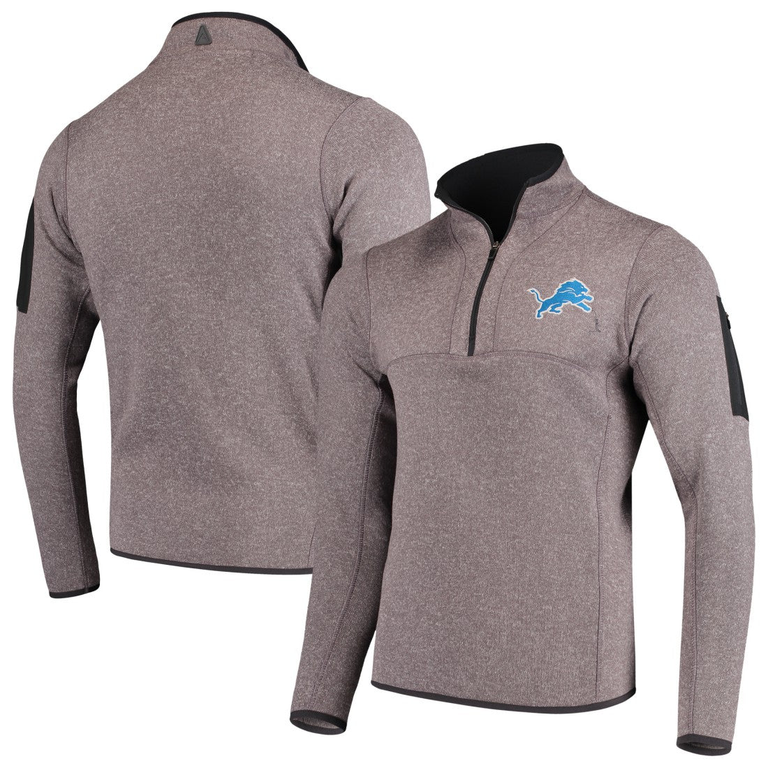 Antigua Fortune Quarter-Zip Pullover Jacket - Detroit Lions Pullover