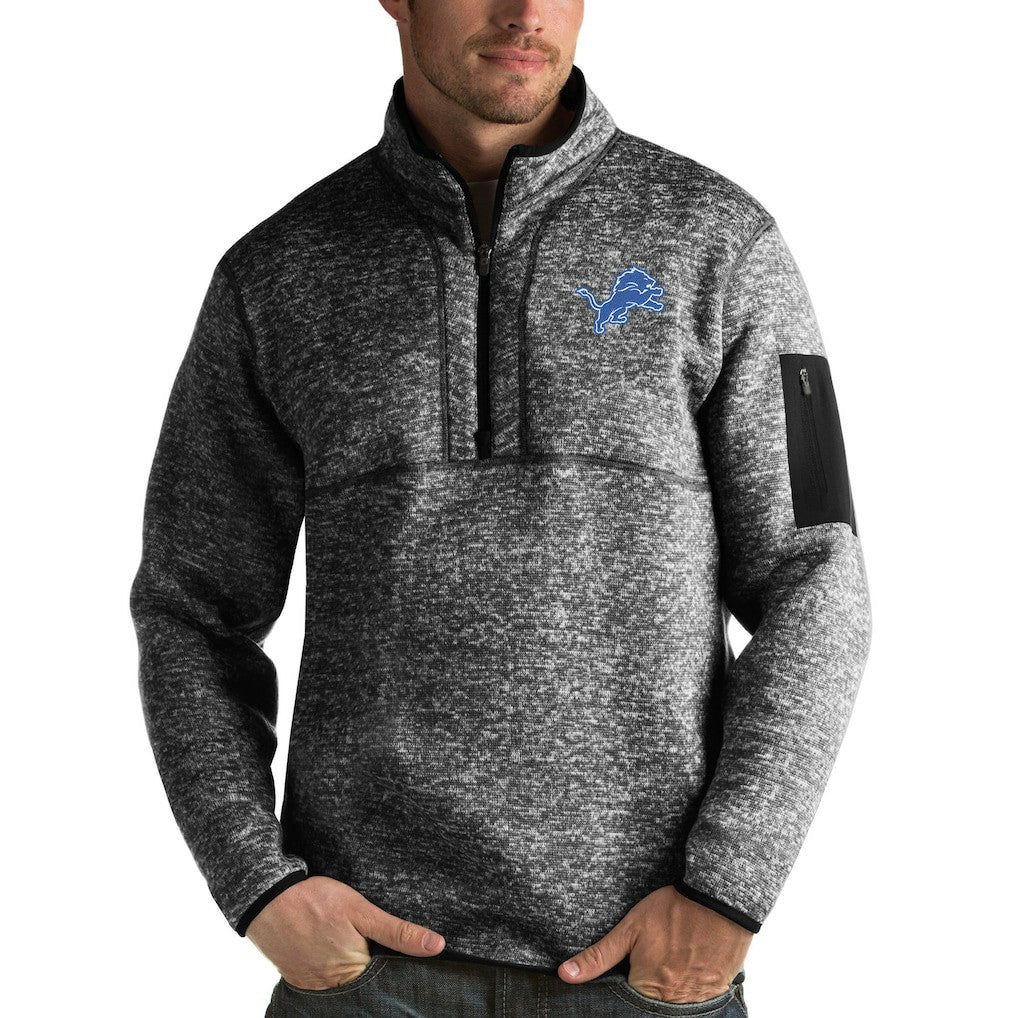 Antigua Fortune Quarter-Zip Pullover Jacket - Detroit Lions Pullover